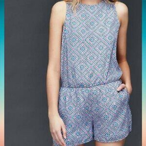 3/$20 GAP Sleeveless Romper Geometric Print Elastic Waist Pockets Shorts Tank